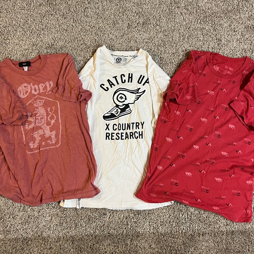 Lot of 3 tshirts: Obey, RVCA, LRG